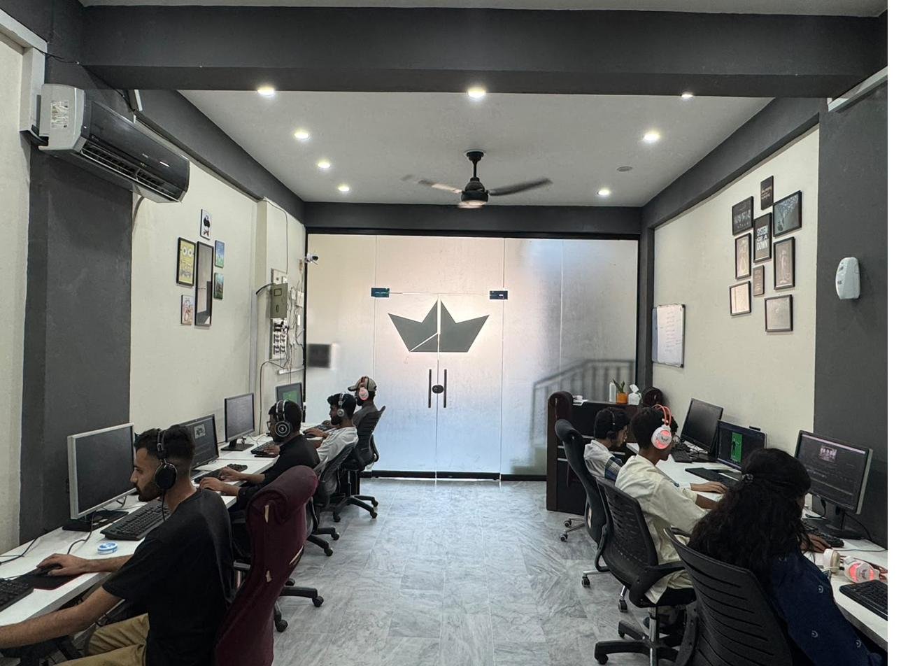 Team working at the studio workstation